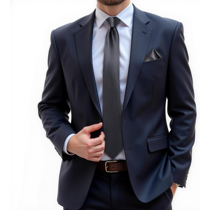 Чоловіча краватка DiBanGu в клітку з шовку, комплект з нагрудною хусткою, запонками та затискачем для краватки в подарунковій коробці для весілля та бізнесу, димчасто-сірий