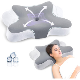 Подушка для шиї JINXIA: ергономічна ортопедична подушка з memory foam, сіра, для сну на боці, спині та животі