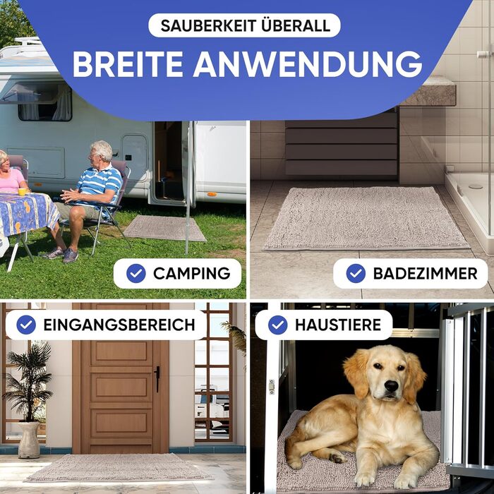 SANDERS Luxury Entrance Mat - Non-Slip, Machine Washable Doormat - 24'x36' - for Indoor Use, Pets, Entryway, Hallway, Camping - Grey