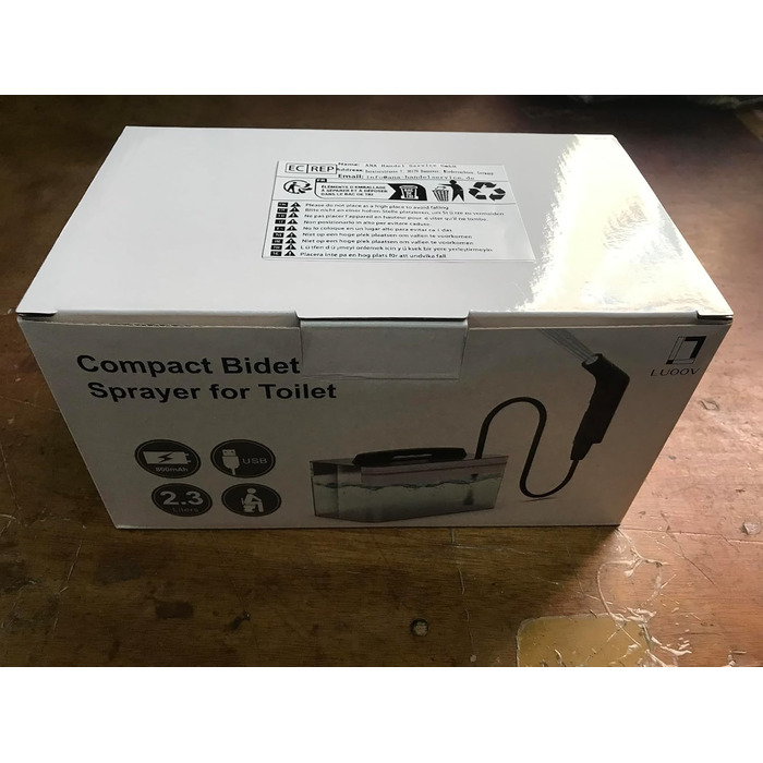 Portable Bidet Travel Bidet Sprayer, Electric Bidet, Portable Jet for Toilet, Bathroom and Outdoor Hiking, Muslim Shower Sprayer with 2.3 Liter Water Tank (Black, 2.3 Liter)