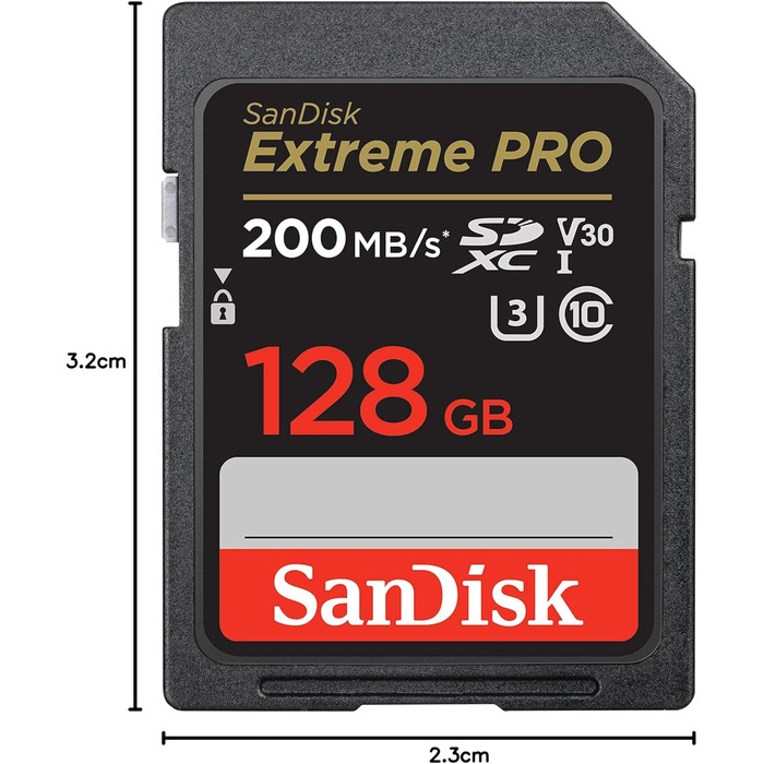 Карта пам'яті SanDisk Extreme PRO SDXC 128GB UHS-I V30, швидкість читання до 200 МБ/с