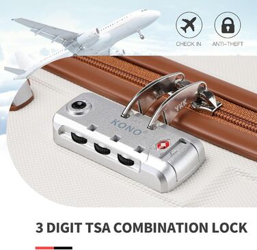 This suitcase trolley hard shell carry-on luggage with twin wheels, lightweight ABS cabin trolley, travel suitcase with combination lock, 55cm (Cream White)
