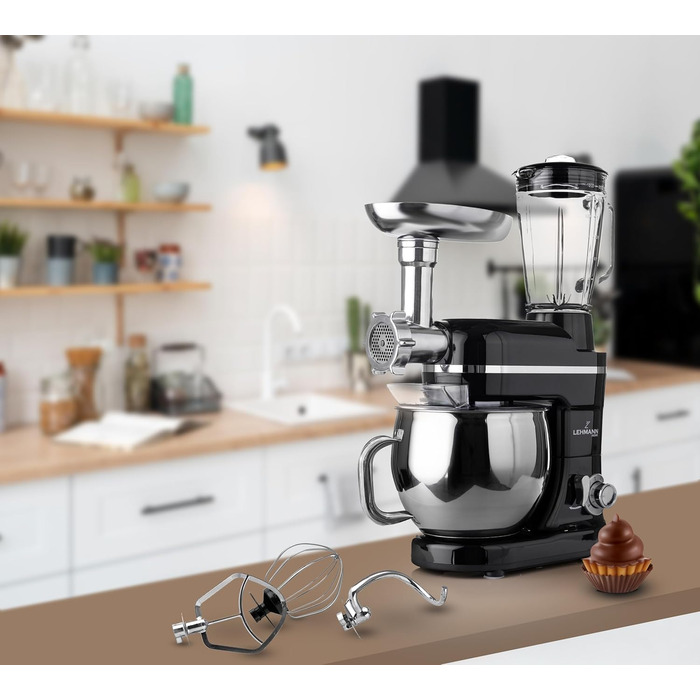 Lehmann Universal Kitchen Machine 3-in-1 Set | Stand Mixer with Planetary Mixing System | Multifunctional Kitchen Machine with Meat Grinder | Includes 1.5L Juice Extractor and 5L Stainless Steel Bowl