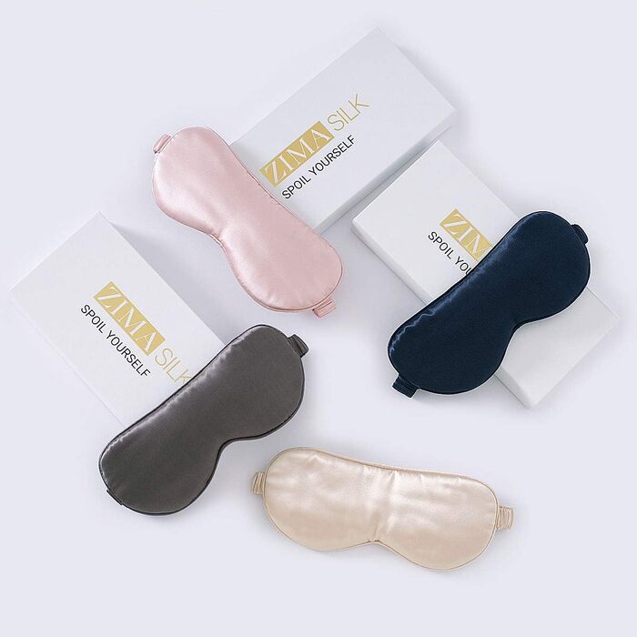 Маска для сну ZIMASILK з 100% чистої шовкової нитки малини (22 Momme), м'яка та зручна, темно-синього кольору