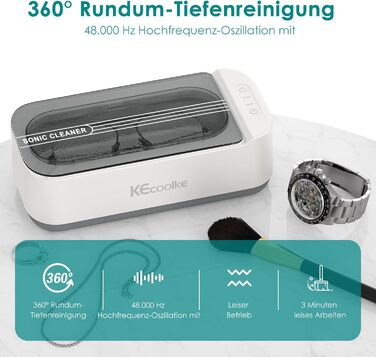 Ультразвукова очищувач KECOOLKE для ювелірних виробів, кілець, монет та окулярів з цифровим таймером (сірий)
