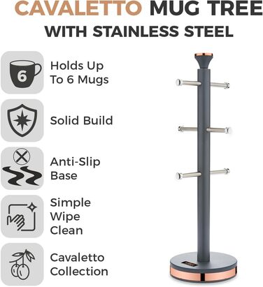 Tower T826132PNK Cavaletto Beaker Stand with Stainless Steel Stopper, Soft Base, Marshmallow Pink and Roségold (Grey and Roségold)