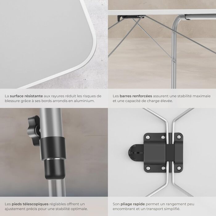 Складний алюмінієвий стіл Tectake для кемпінгу, саду, тераси, балкону (80x60x68 см, модель 402173)