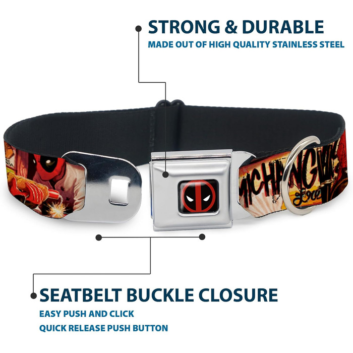 Нашийник для собак Buckle-Down Deadpool Kills Deadpool, L, 3.8 см, універсальний