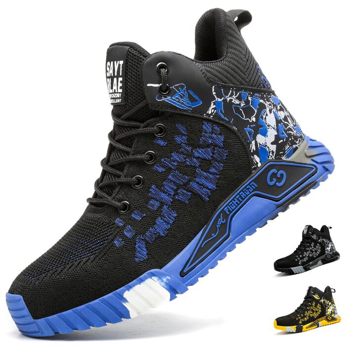 Черевики робочі чоловічі та жіночі, захисні, спортивні, з металевим носком, антиковзаючі, розмір 37-46 EU, колір блакитний