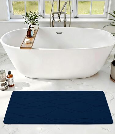Килимок для ванної кімнати chakme з ефектом пам'яті (Memory Foam), протиковзкий та вбираючий підкладник під душ, 60x150 см, темно-синій