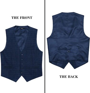 Стильна жилетка для весілля та офіційних заходів HISDERN з малюнком у клітинку, бавовна, для чоловіків, колір: Royal Blue, розмір XL
