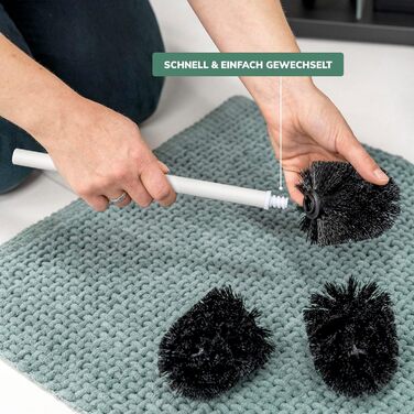 Набір для туалету Eluno Stand-WC 4 в 1: підставка, щітка, 2 змінні насадки, тримач для туалетного паперу на 3 рулони, полиця, скляна та металева поверхня (білий)