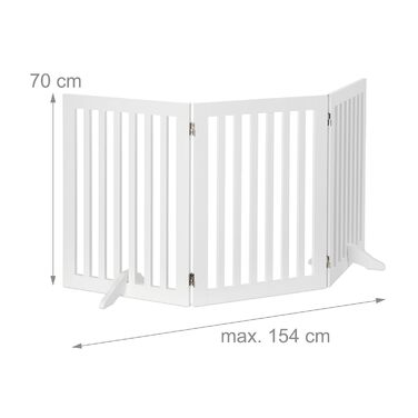 Захисне ворота для собак Relaxdays, 70x154 см, 3 панелі, складане, з ніжками, біле, MDF