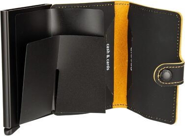 Secrid Miniwallet Matte: Стильний гаманець для жінок та чоловіків, чорно-охровий (10.2 x 6.5 x 2.1 см)