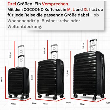 Чорний великий валіза-тролі з TSA замком, 100 літрів, з жорсткою оболонкою, SET