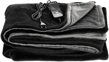 Електрична ковдра Navaris XXL з автовимкненням - тепла ковдра 180x130 см, чорно-сіра, пральна, 180х130 см