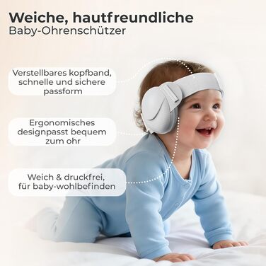 Навушники для захисту слуху дитини, сірі (0-48 місяців), сертифіковані CE та ANSI