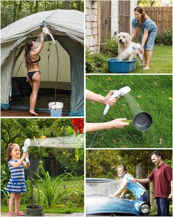 AUTOPkio Camping Shower with Battery, 12V 24V Portable Outdoor Camp Shower Set 4500mAh Rechargeable with Pump for RV, Travel, Car Washing