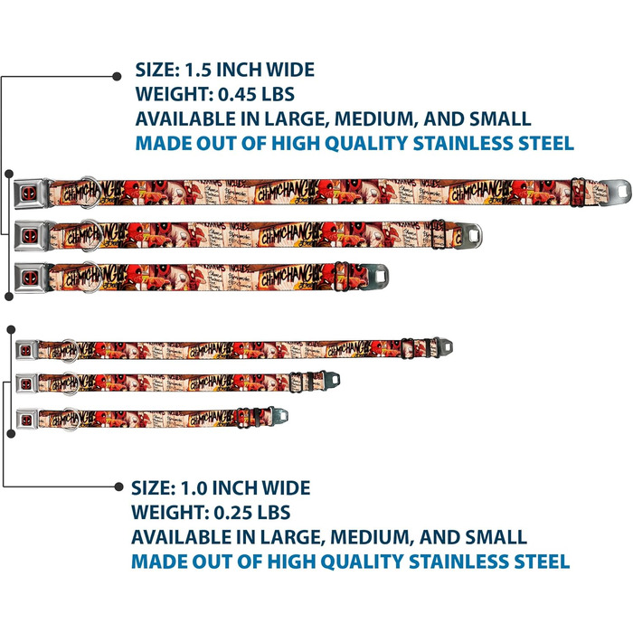 Нашийник для собак Buckle-Down Deadpool Kills Deadpool, L, 3.8 см, універсальний
