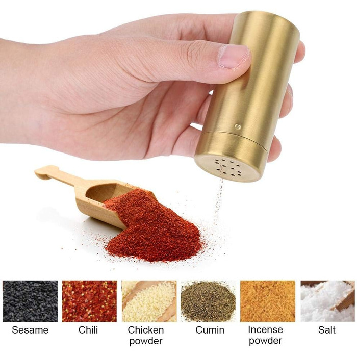 Набір для спецій Nikou: 2 шт. скляні солілки та перечниці з нержавіючої сталі, золоті