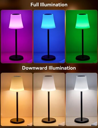 LED настільна лампа акумуляторна 2 шт, біла, IP54, диммування, сенсорне управління, для ресторанів, спальні