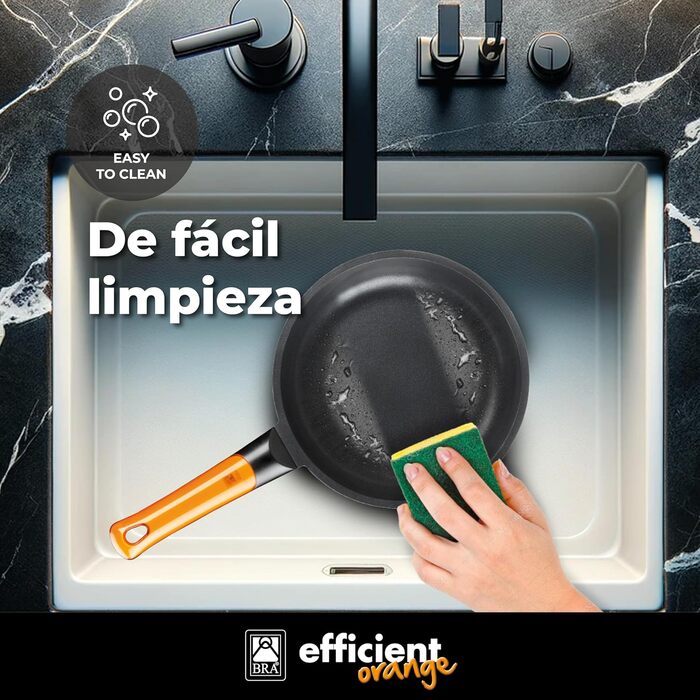 Набір сковорідок BRA Efficient Orange, алюмінієвий, чорний, 20/24/28 см, 4 шт.
