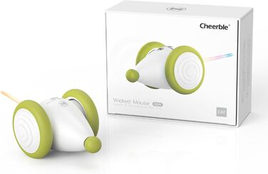 Інтерактивна іграшка для котів Cheerble – електрична миша з LED-підсвіткою, автоматична, USB-зарядка, подарунок для домашніх котів (зелена)