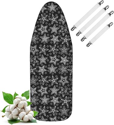 Покриття для прасувальної дошки LaFleurs® 150x50 см – бавовна з комфортним наповнювачем, фіксатор, для парових станцій, чорний, XL