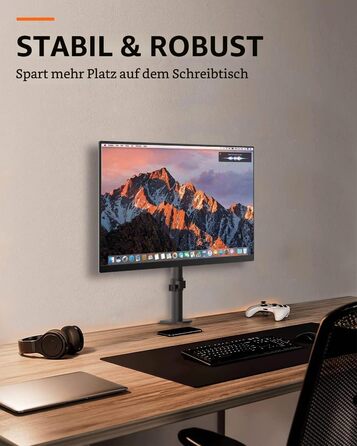 Кронштейн для монітора Suptek для LCD LED екранів 13-27 дюймів, регульований за висотою настільний тримач, VESA 75/100, до 10 кг, чорний
