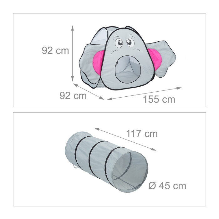 Relaxdays Pop-Up Elephant Play Tent