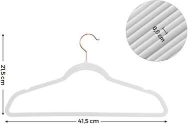 Плечики SONGMICS для одягу, 20 шт., для сорочок, жакети, костюмів, 41.5 см, обертовий гачок, білий, рожеве золото