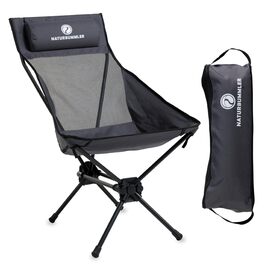 Кемпінговий стілець NaturBummler Cloud Sit Light - складаний, ультралегкий (2.65 кг), дихаючий, з сумкою, витримує 120 кг - для саду, риболовлі, відпочинку (Сірий)