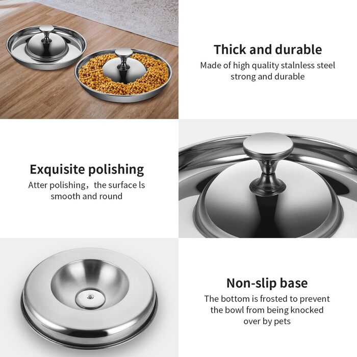 Набір мисок для цуценят та собак, 2 шт. з нержавіючої сталі, повільне годування, для маленьких собак, котів та тварин