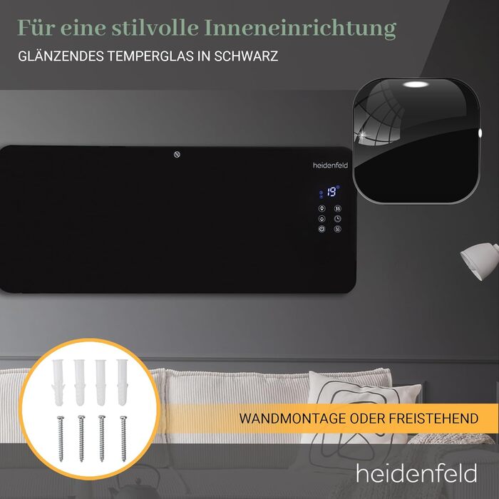 Конвектор Heidenfeld GK200 з Wi-Fi | 3 роки гарантії - електричний конвектор, 2000 Вт, до 40 м²