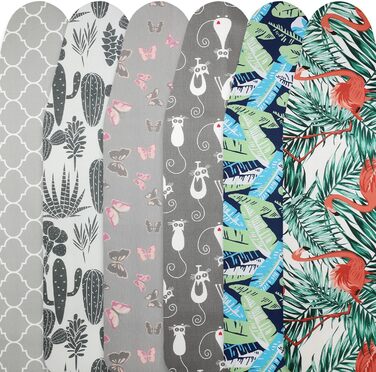 Покриття для прасувальної дошки KADAX з шнурком, бавовняне покриття для прасувального столу, підходить для парових прасок, замінне покриття для прасувальної дошки з м'яким шаром (кактуси 132x48)