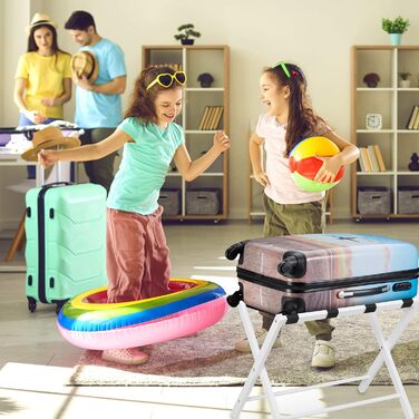 Relaxdays Folding Luggage Rack, Wooden Baggage Stand, HBT: 54.5 x 66 x 44 cm, Suitcase Stool for Hotel & Home, Natural