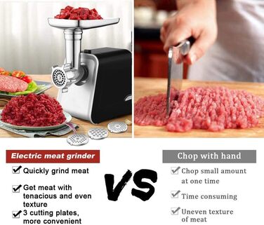 Electric Meat Grinder with Sausage Maker & Cookie Attachment - 1500W Meat & Sausage Machine