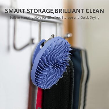 Силіконова щітка для тіла Beautail: м'який скраб для чутливої шкіри, для душу, з неслизькою ручкою, фіолетова