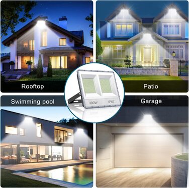 LED прожектор для вулиці YIQIBRO 50 Вт, 2 шт., 5000 Лм, 7000K, IP67, холодне світло для саду, гаража, тераси