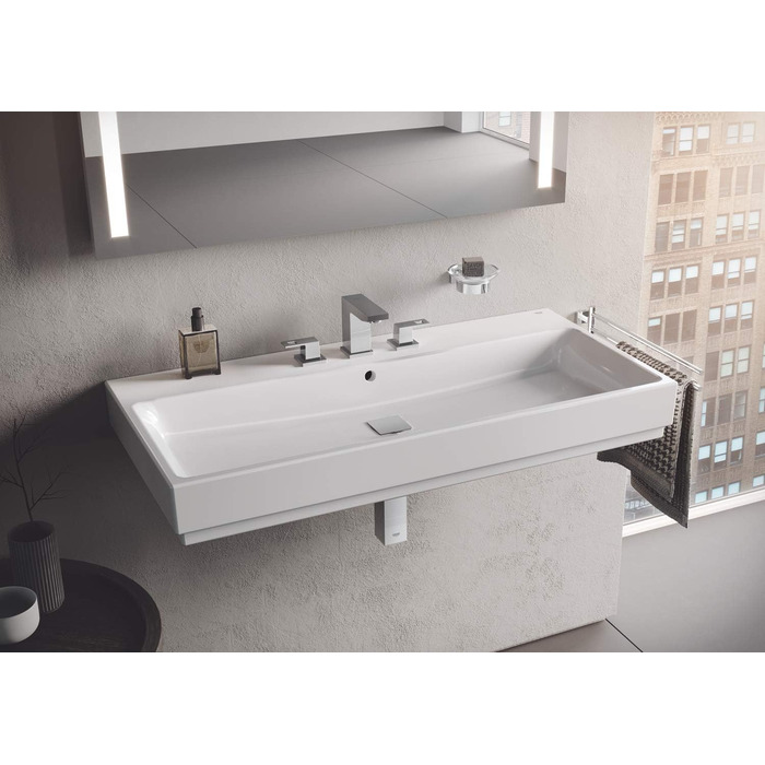 Мильниця для ванної GROHE Essentials скляна з металевим тримачем, квадратна, хром, приховане кріплення, 40444001