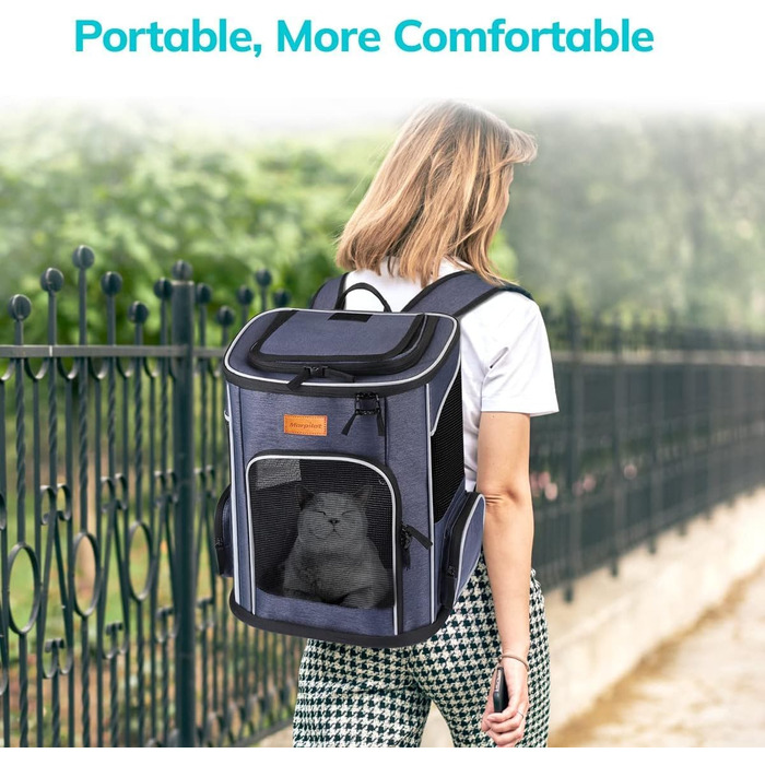 Рюкзак-переноска для котів та маленьких собак Morpilot, 7 кг, блакитний, 33L x 28B x 42H см