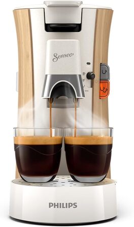 PHILIPS Senseo Select Coffee Pad Machine - Intensity Plus, Memo function for 3 coffee specialties, Crema Plus, Environmentally friendly product with 37% bio-based plastic, Silk White (CSA240/05)