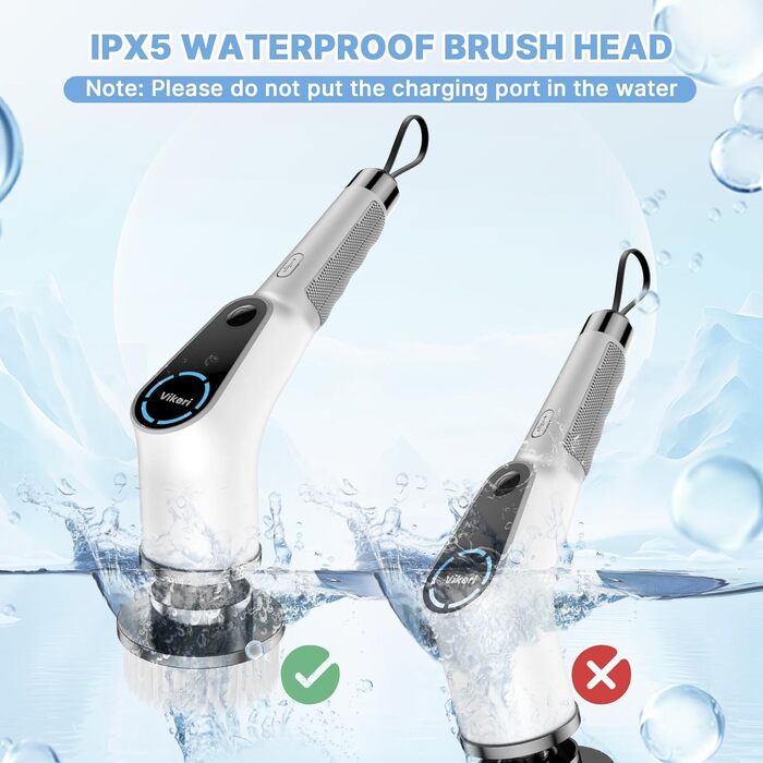 Electric Cleaning Brush, 8 in 1 Electric Cleaning Brush with Interchangeable Drill Brush Heads, Mop Set, Electric Scrub Brush with Adjustable Handle for Bathroom, Kitchen, Car, Floor