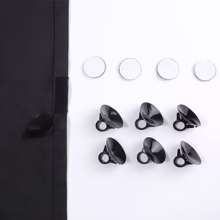 Curtains with suction cups, for home or travel, black