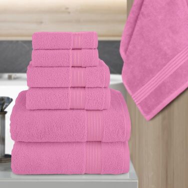 Набір рушників Elegant Comfort Premium Cotton з турецької бавовни, 6 предметів (2 рушники для обличчя, 2 рушники для рук, 2 банні рушники), світло-рожевий