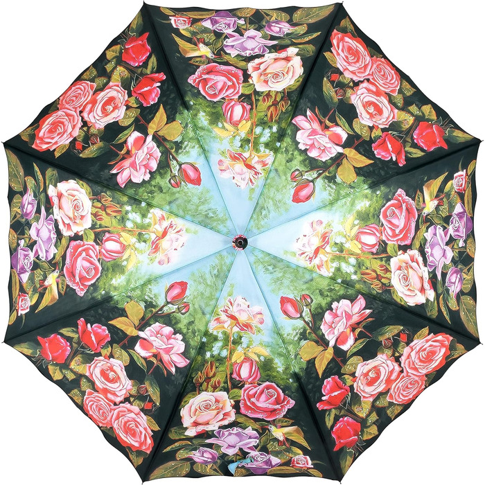 VON LILIENFELD Women's Floral Umbrella - Automatic Open, Windproof, Sturdy Stick Umbrella for Garden & Outdoor Use