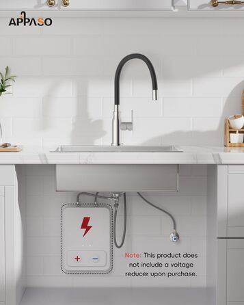 Кран кухонний APPASO 3-в-1 з трьома виходами, чорний, з нержавіючої сталі, для фільтрів води, поворотний на 360°, 2 ручки, низький тиск