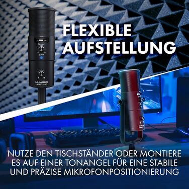 M-Audio Uber Mic - USB конденсаторний мікрофон для геймінгу, стрімінгу, подкастів та студійних записів. 4 характеристики спрямованості, кнопка вимкнення мікрофона, вихід для навушників