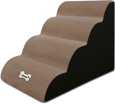 Сходинки для собак Galatée з 4 сходинками, неслизькі, для ліжка/дивану, знімний чохол, губка з високою щільністю, портативні (світло-коричневий)