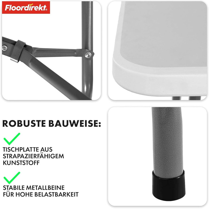 Складаний садовий стіл-буфет Floordirekt Akita 183x76 см з ручкою для перенесення - для тераси, балкона, кемпінгу